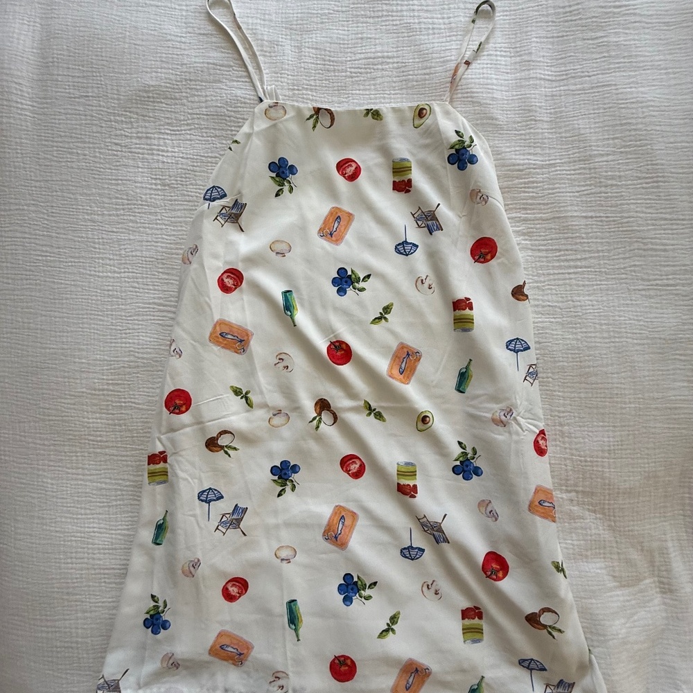 Adjustable Strap Fruit Print Dress